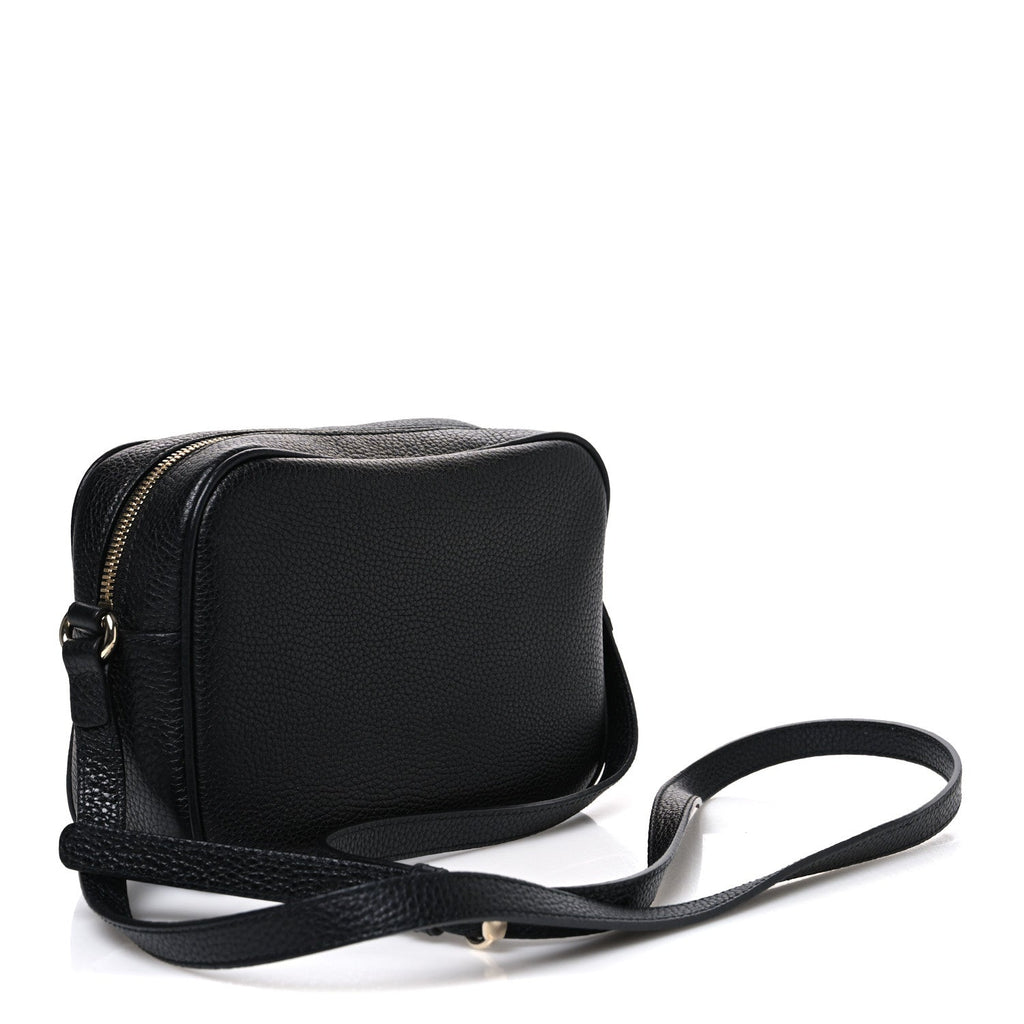Pebbled Calfskin Small Soho Disco Bag Black