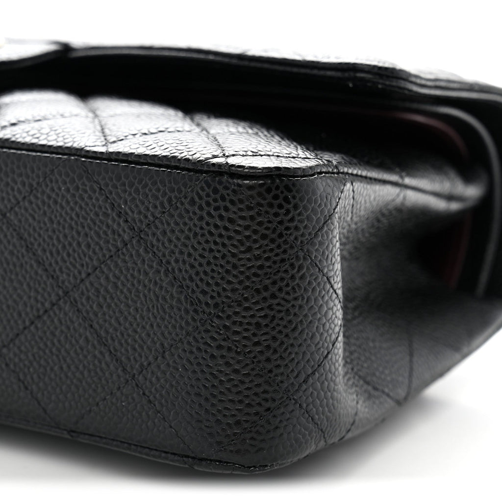 Caviar Quilted Medium Double Flap Black