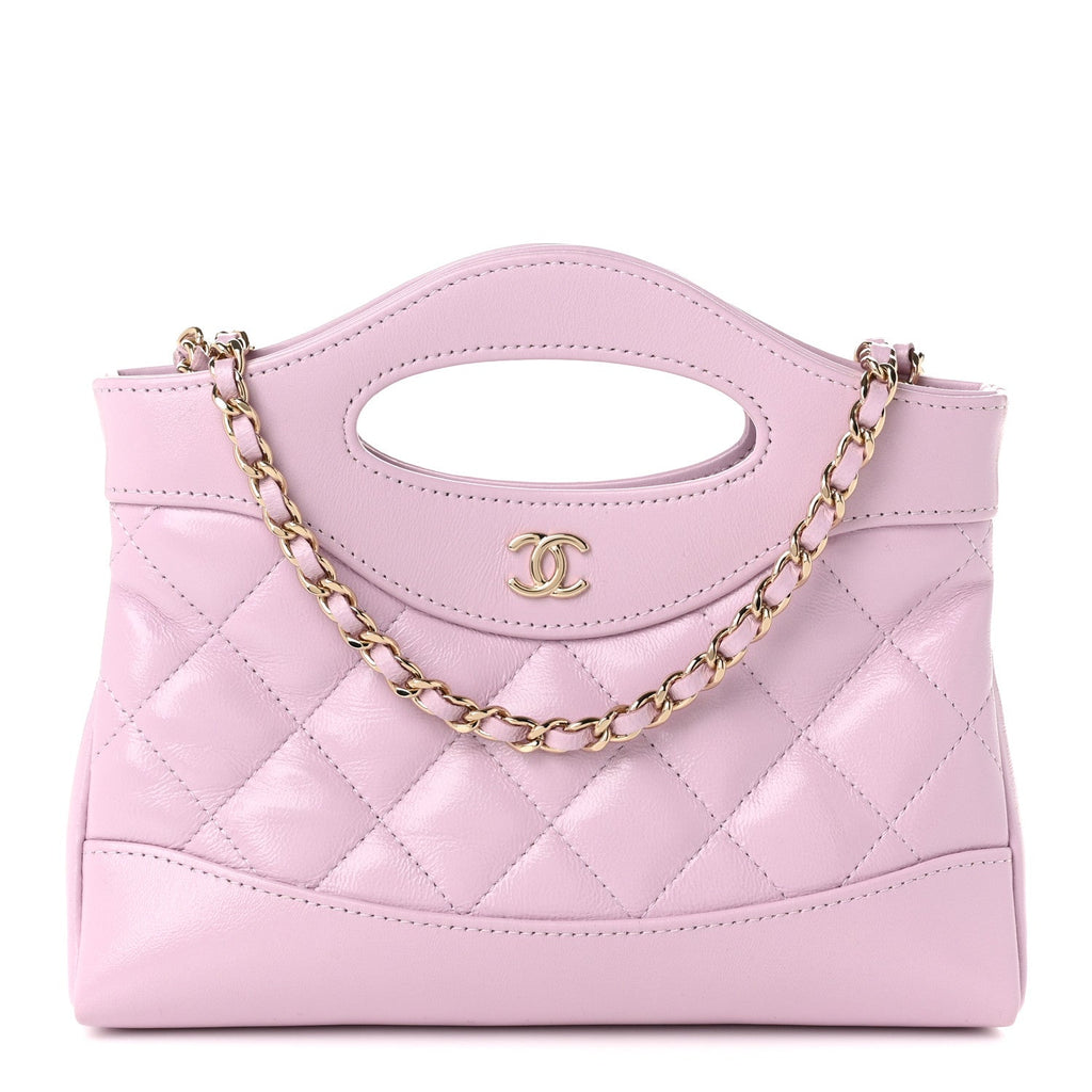 Shiny Lambskin Quilted Nano 31 Shopping Bag Lilac