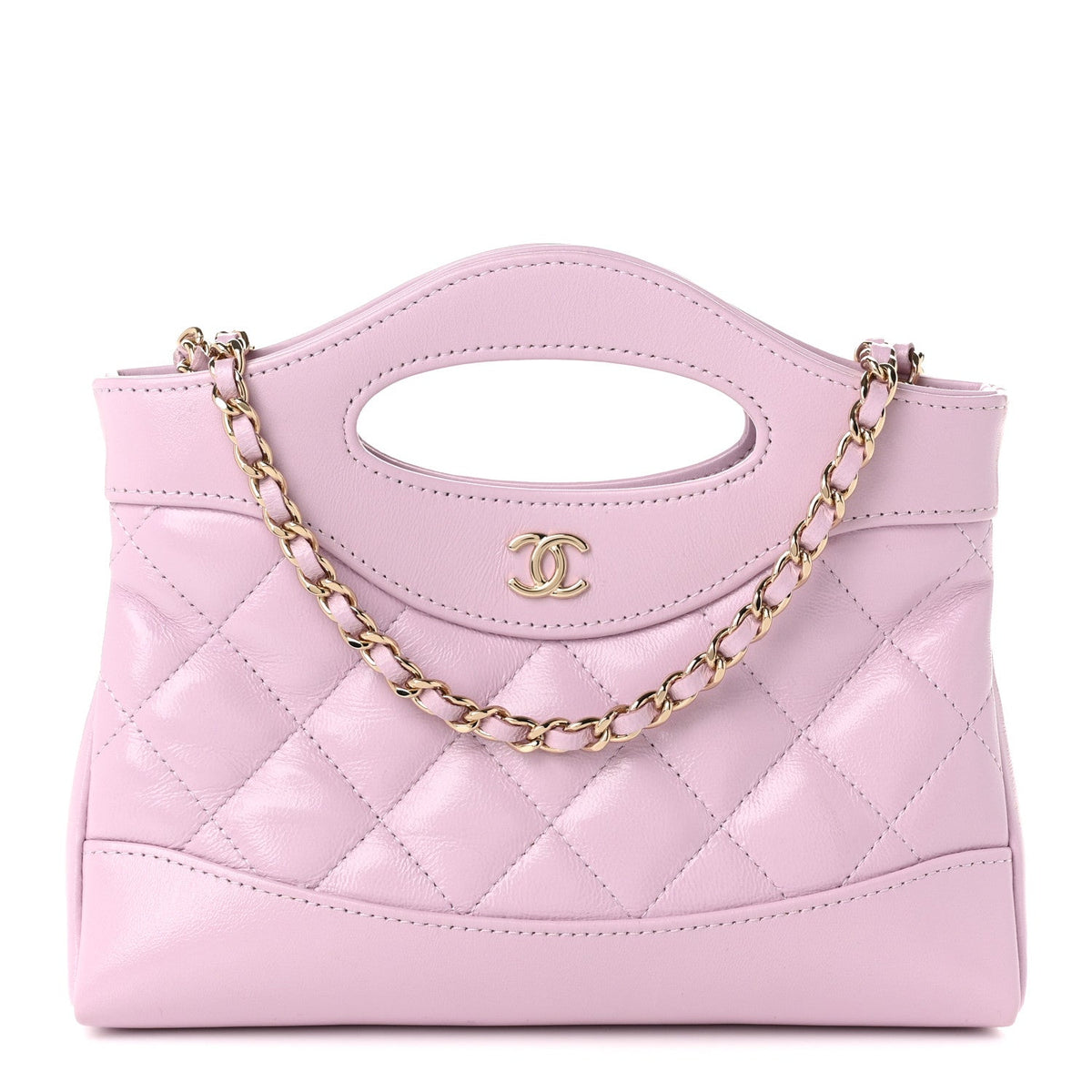 Shiny Lambskin Quilted Nano 31 Shopping Bag Lilac