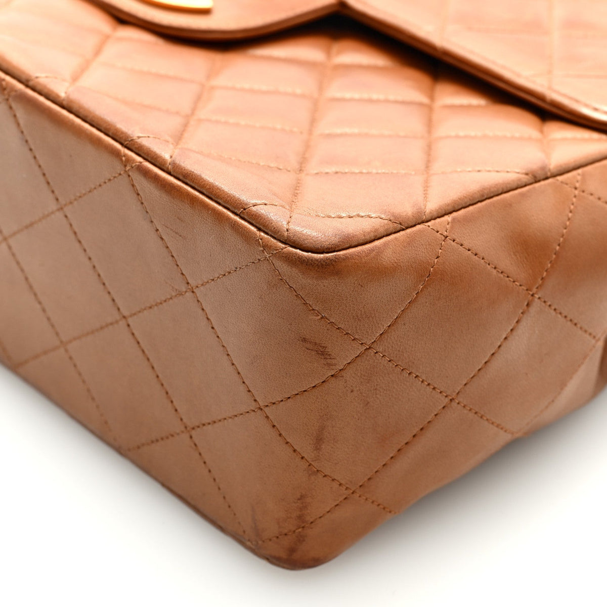 Lambskin Quilted XL Jumbo Single Flap Beige