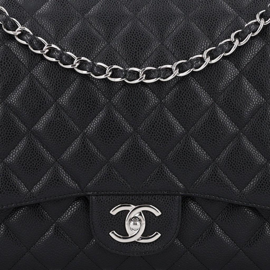 Caviar Quilted Maxi Double Flap Black