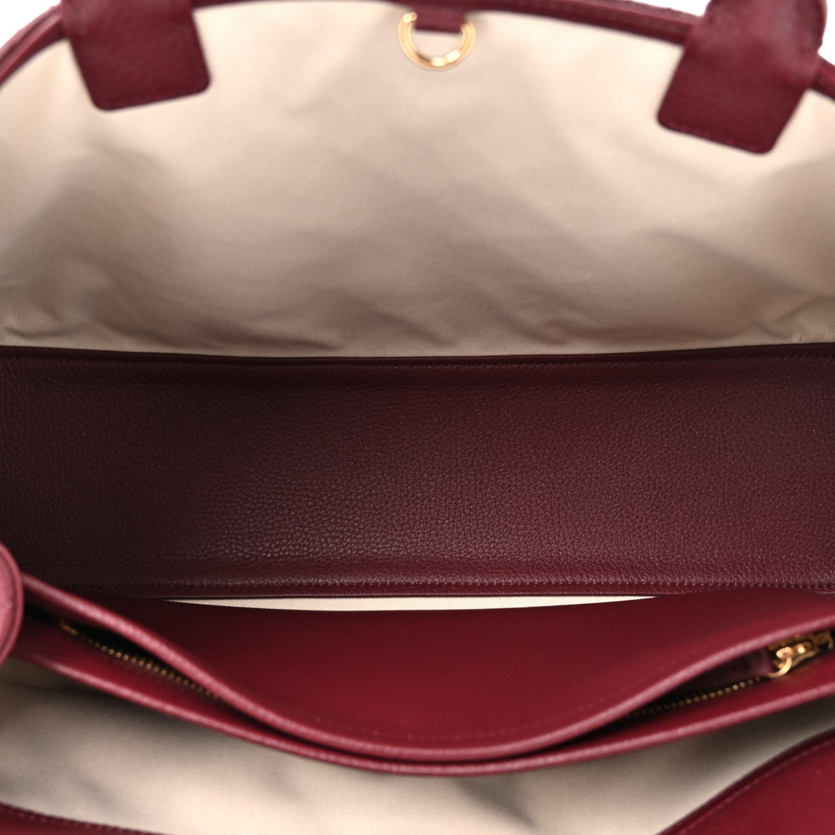 Grained Calfskin Stitched Urban Essentials Shopping Bag Dark Burgundy