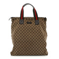 GG Monogram Large Web Handle Vertical Tote Dark Brown