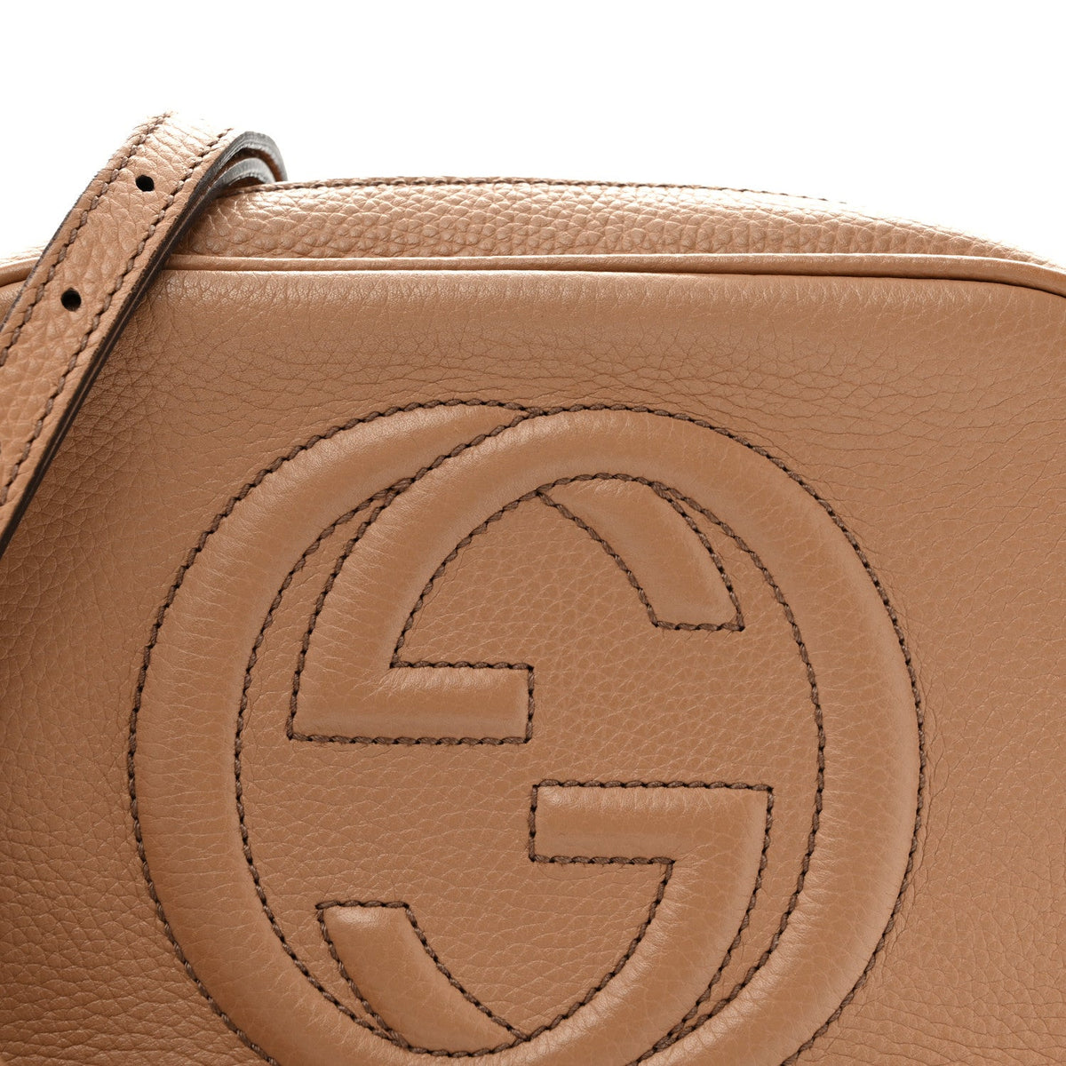 Pebbled Calfskin Small Soho Disco Bag Camelia