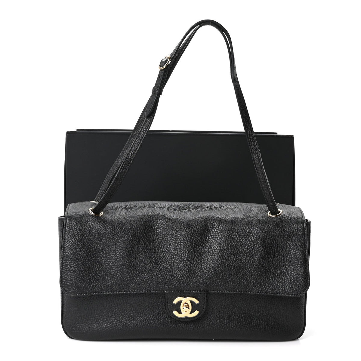 Grained Calfskin Small Souplissimo Maxi Flap Black