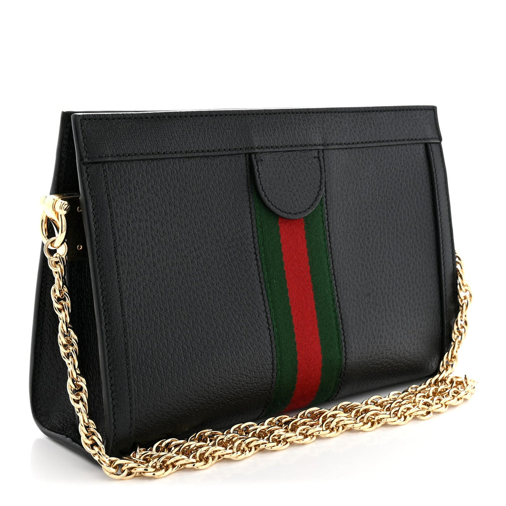 Calfskin GG Web Small Ophidia Chain Shoulder Bag Black