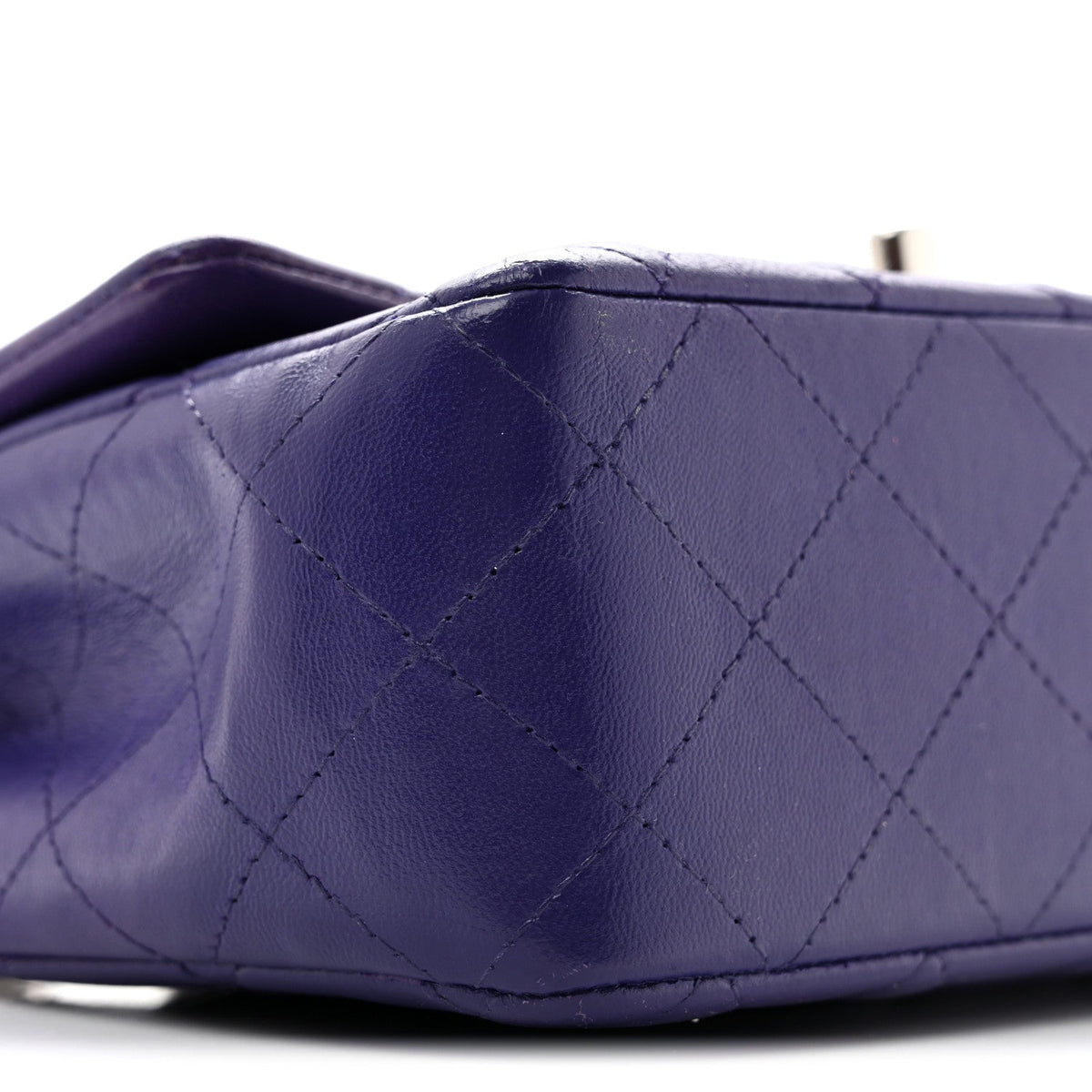 Lambskin Quilted Mini Rectangular Flap Purple