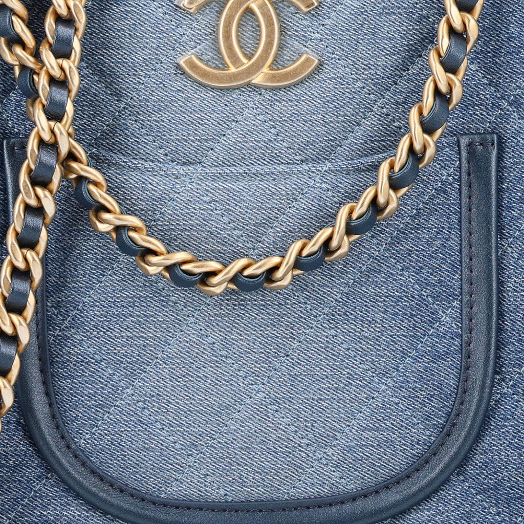 Washed Denim Quilted Small Hobo Blue