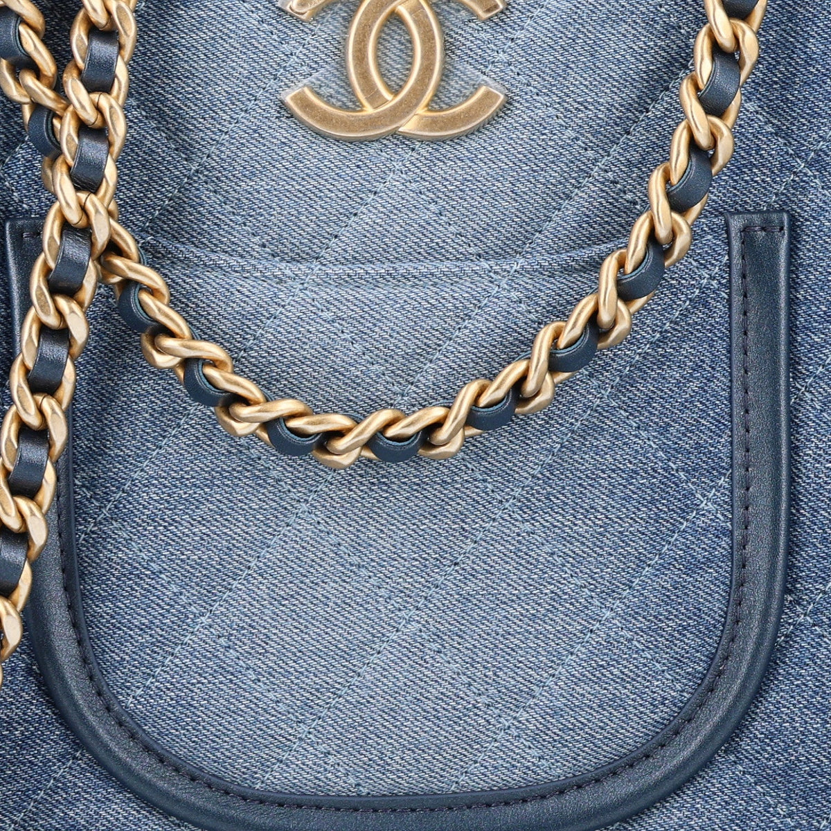 Washed Denim Quilted Small Hobo Blue