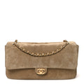 Suede Calfskin Small Souplissimo Maxi Flap Dark Beige