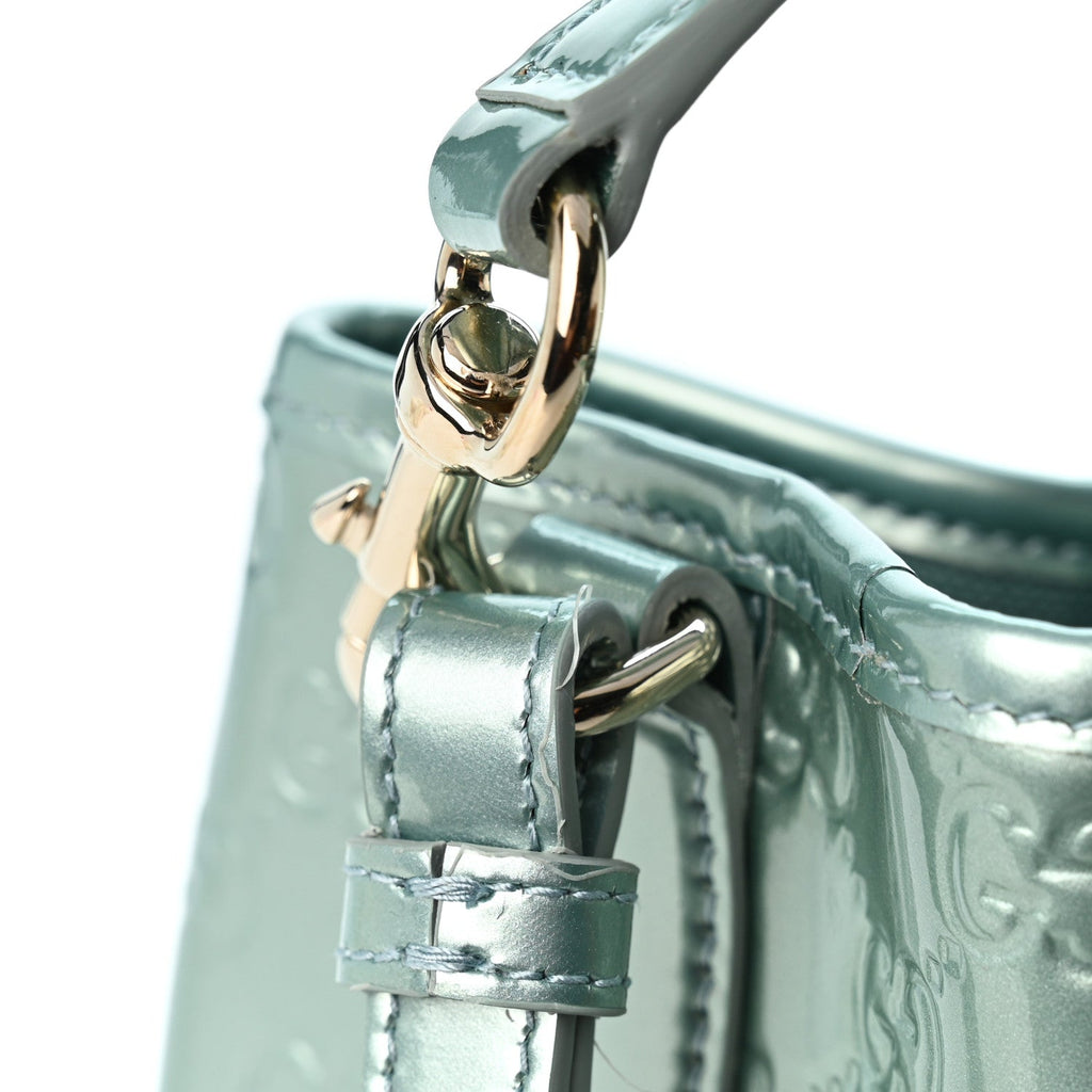 GG Supreme Monogram Emblem Mini Bucket Bag Light Blue