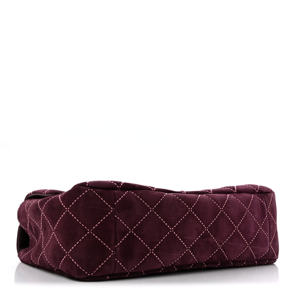 Suede Calfskin Maxi Flap Burgundy