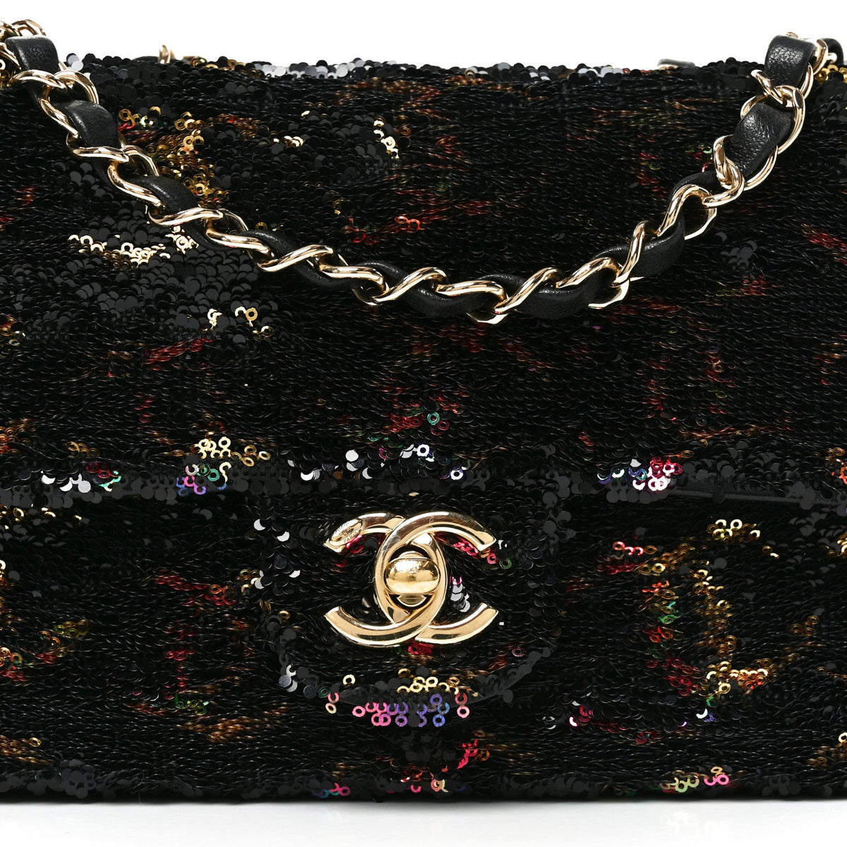 Sequin CC Small Single Flap Black Multicolor
