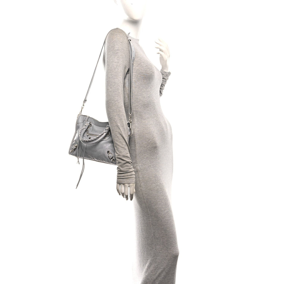 Agneau Arena Classic Silver Hardware Small Le City Light Grey