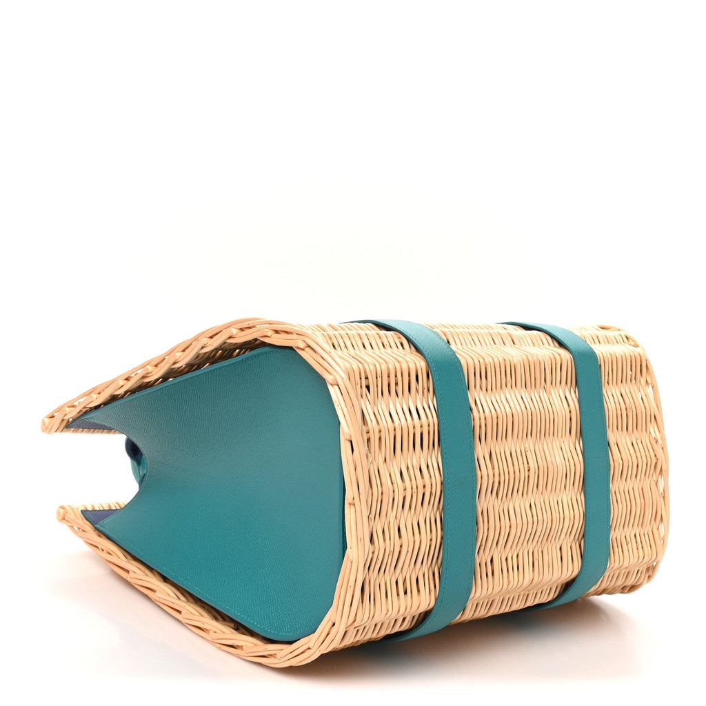 Epsom Wicker Basket Bag GM  Vert Verone Naturel