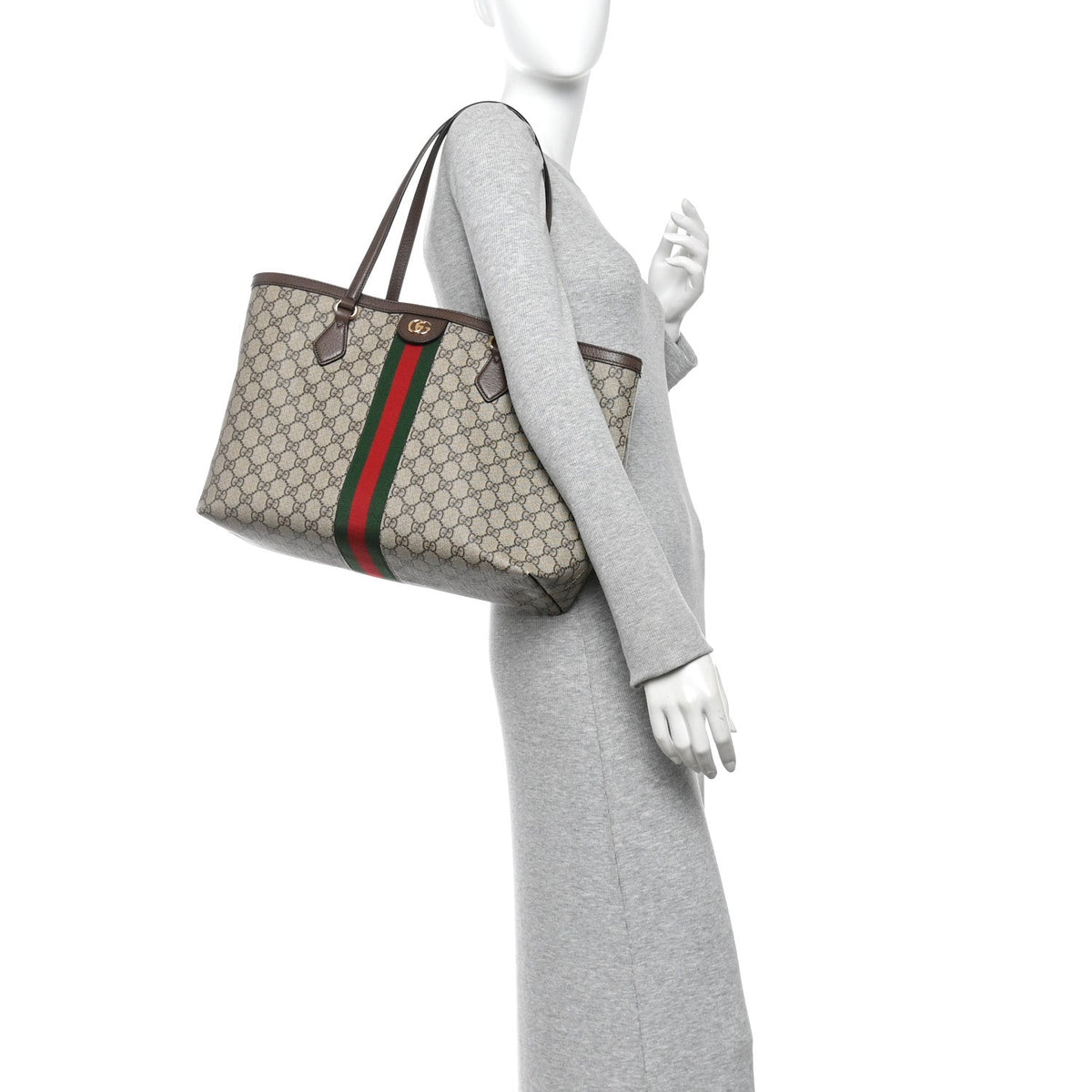 GG Supreme Monogram Medium Ophidia Shopping Tote Brown