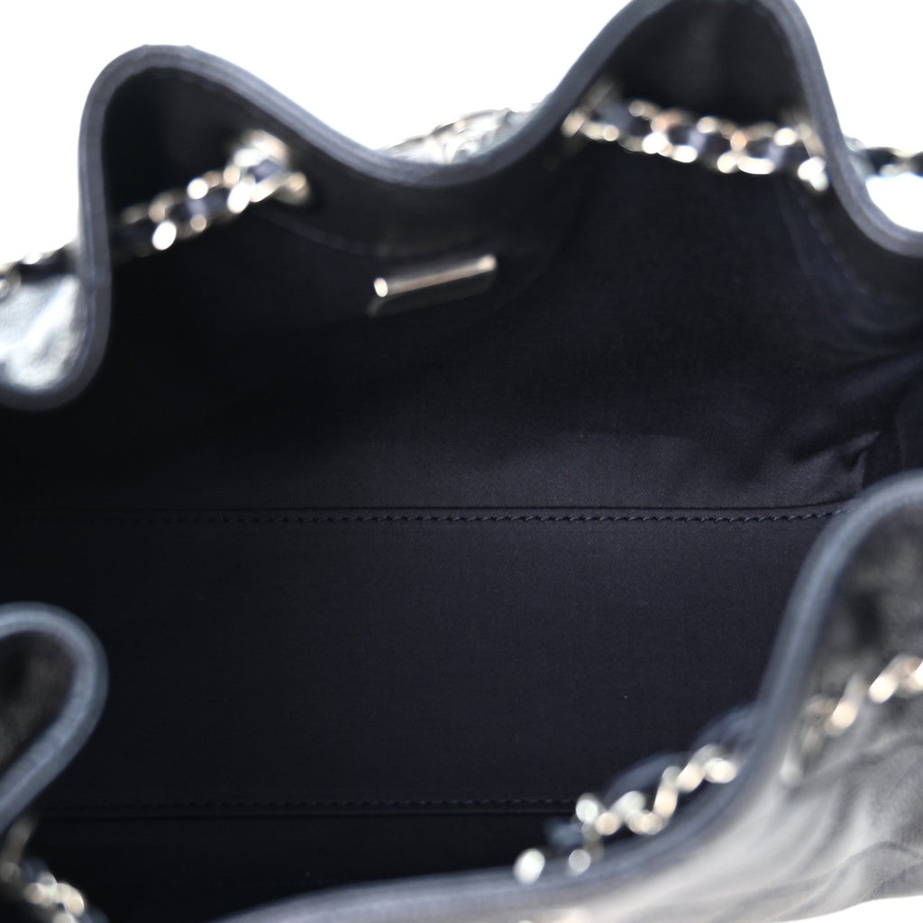Metallic Caviar Quilted Mini Chanel 25 Handbag Dark Blue