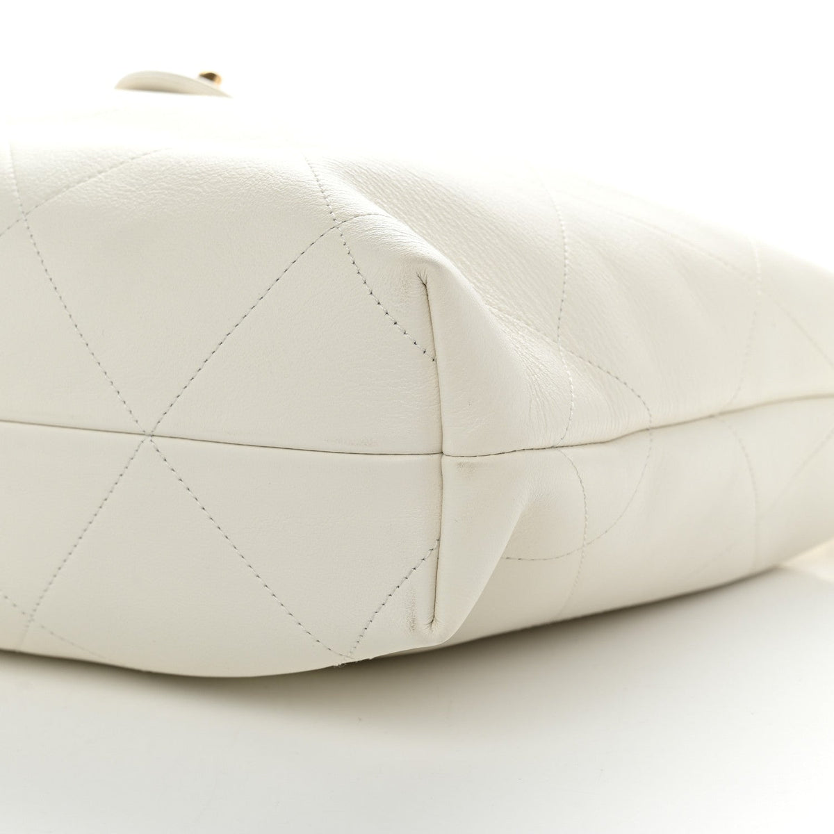 Calfskin Quilted Small Maxi Chain Hobo White