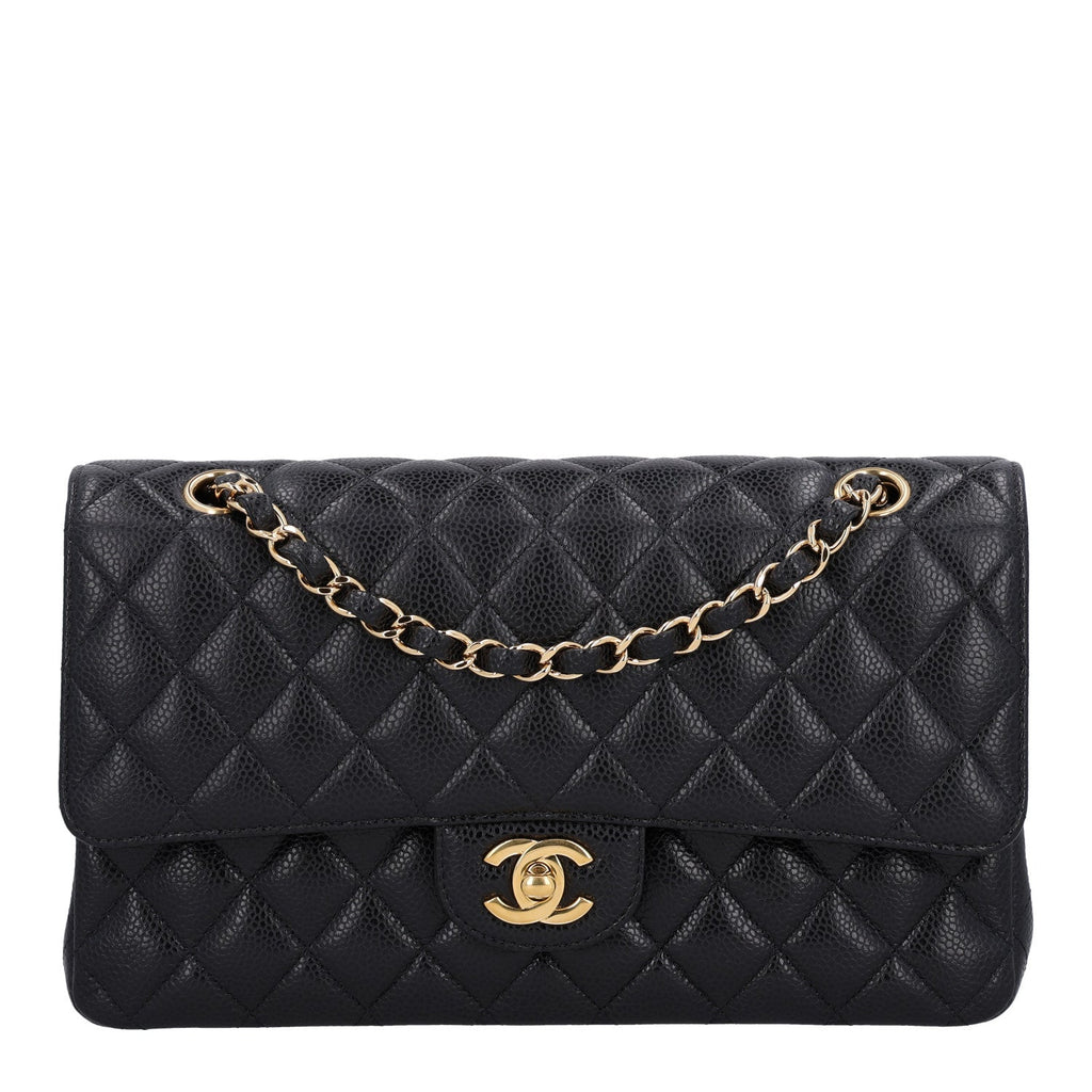 Caviar Quilted Medium Double Flap Black