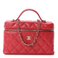 Caviar Quilted Top Handle Slim Vanity With Chain Red