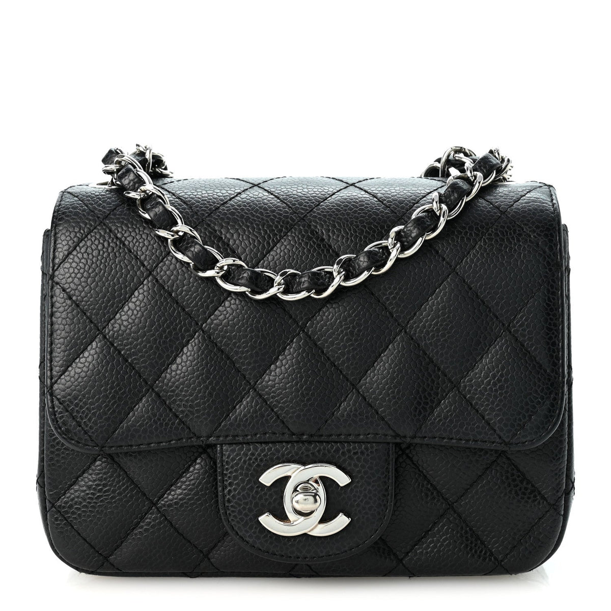 Caviar Quilted Mini Square Flap Black