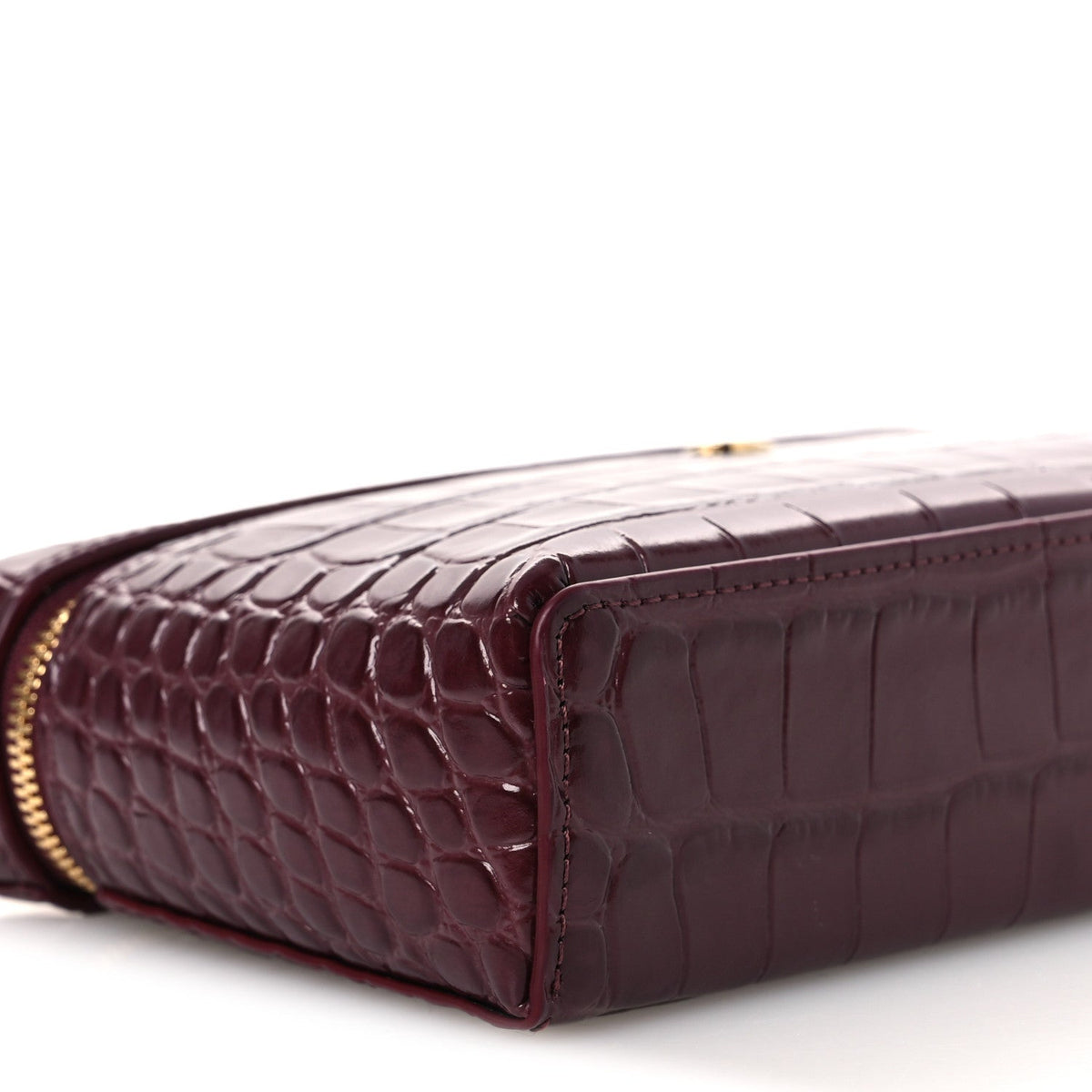 Calfskin Crocodile Embossed Crococo Exoticoco Vanity With Chain Dark Burgundy