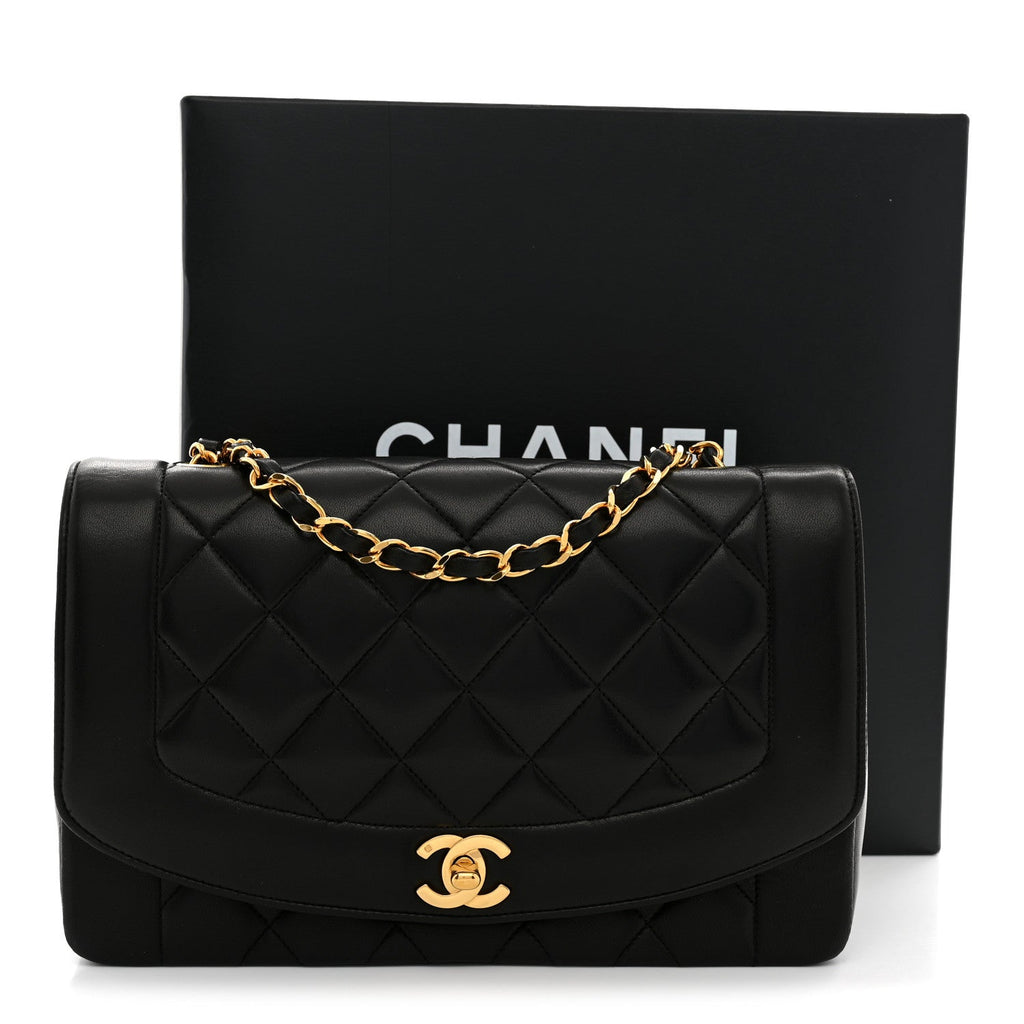 Lambskin Quilted Medium Single Flap Black