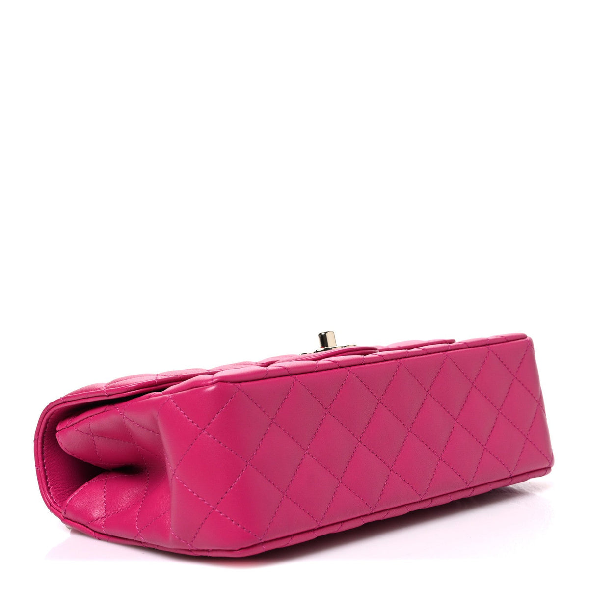 Lambskin Quilted Medium Crystal Top Handle Rectangular Flap Dark Pink