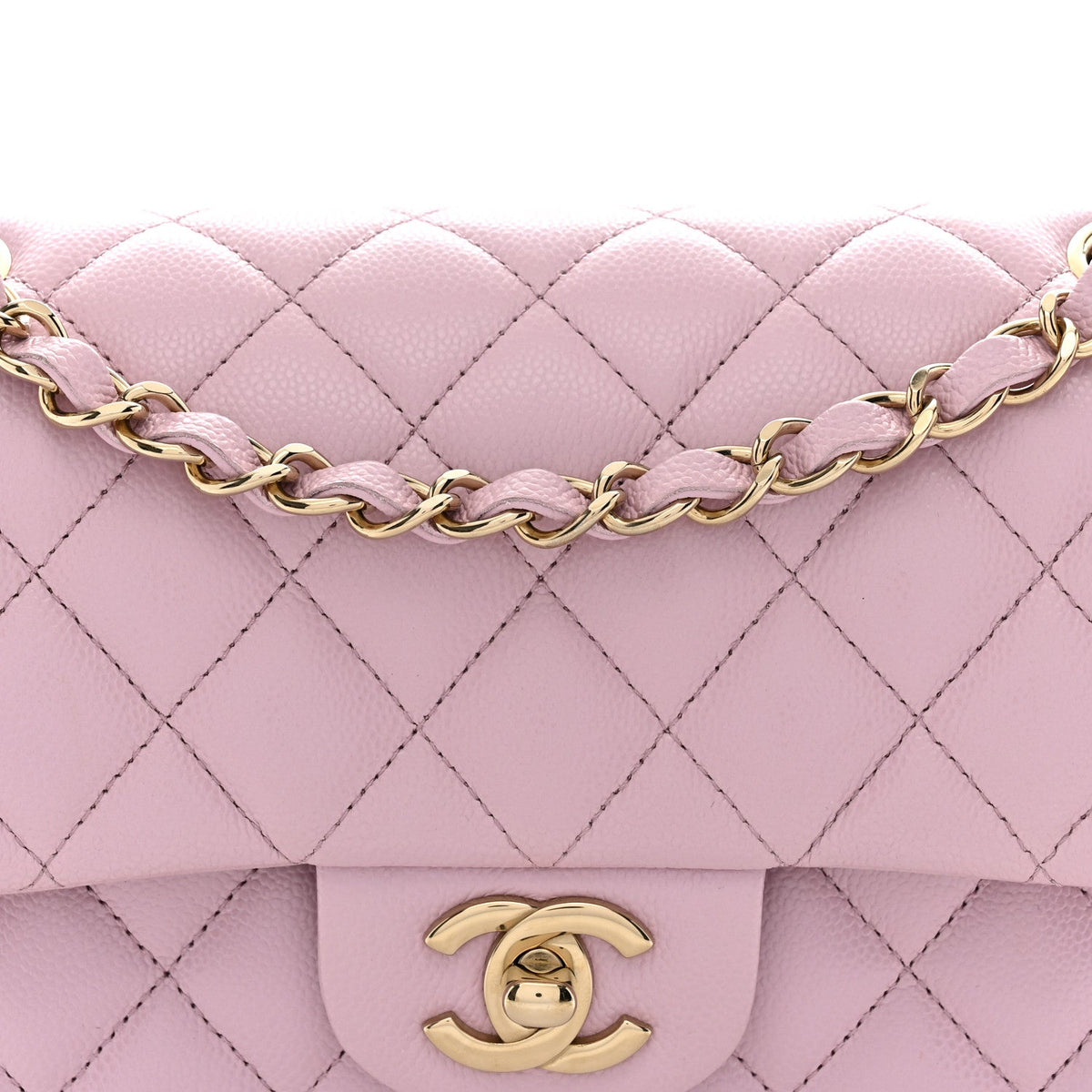 Caviar Quilted Small Double Flap Pink