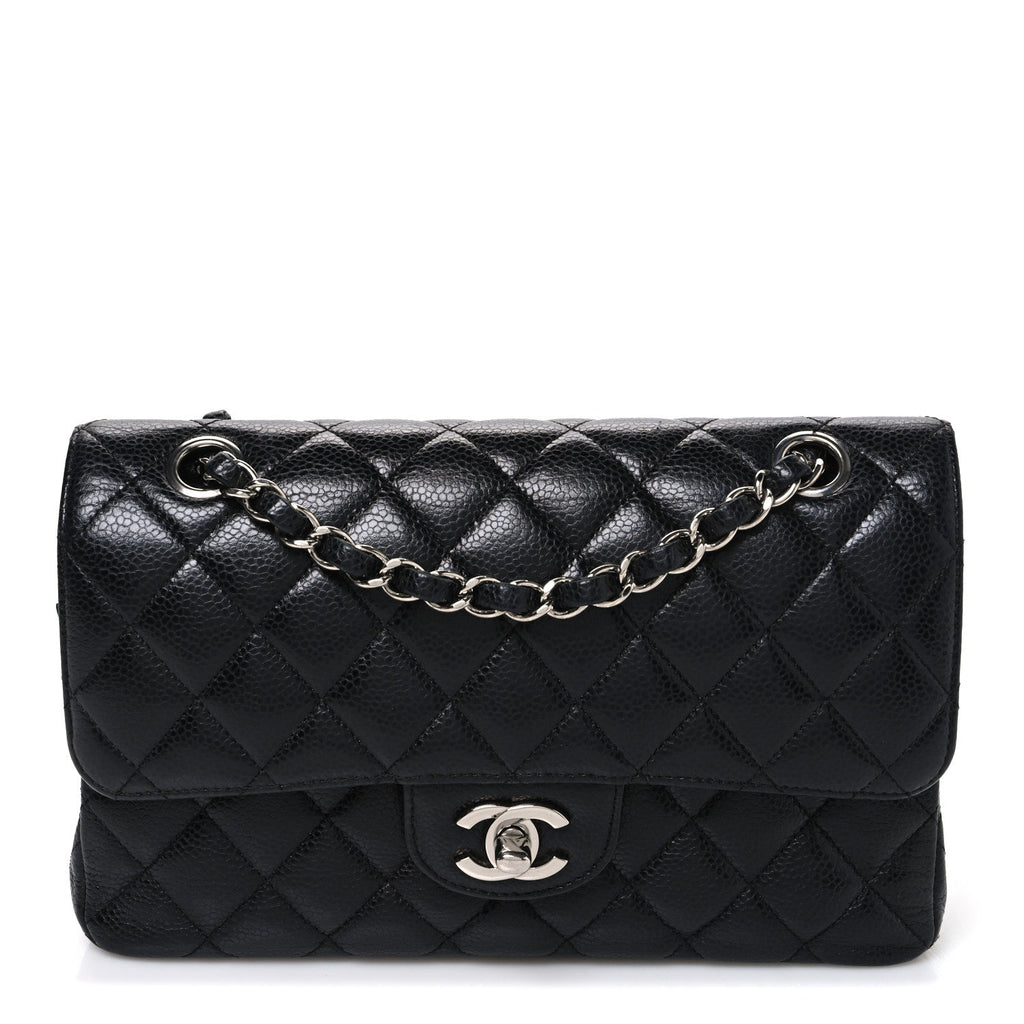Caviar Quilted Small Double Flap Black