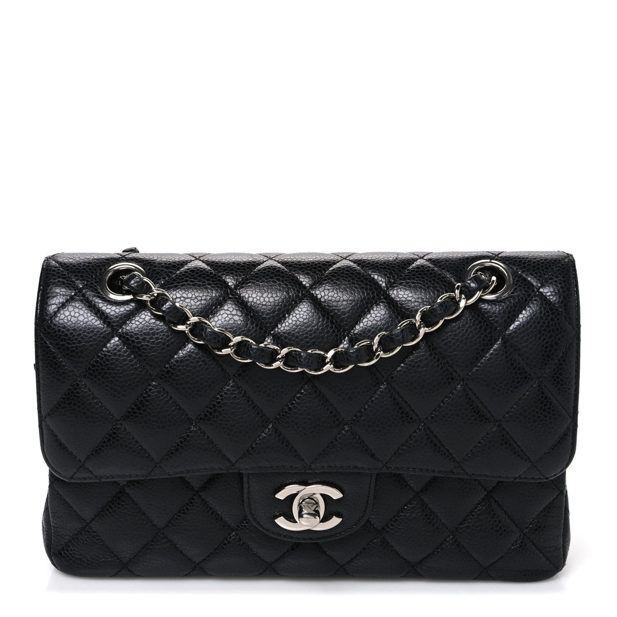 Caviar Quilted Small Double Flap Black