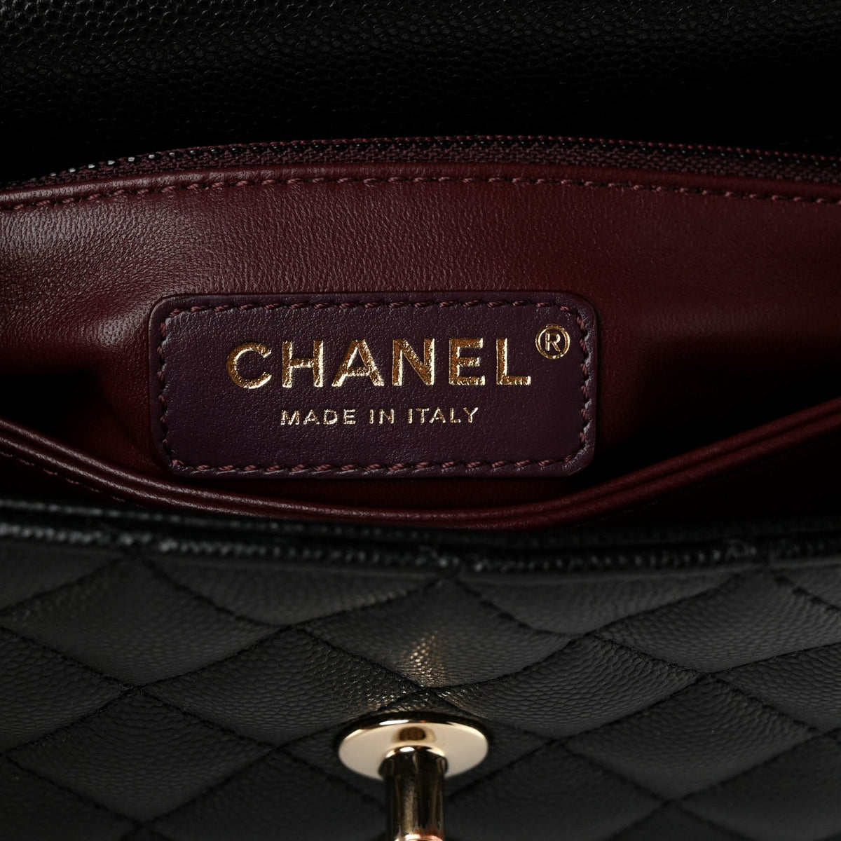 Caviar Quilted Mini Coco Handle Flap Black