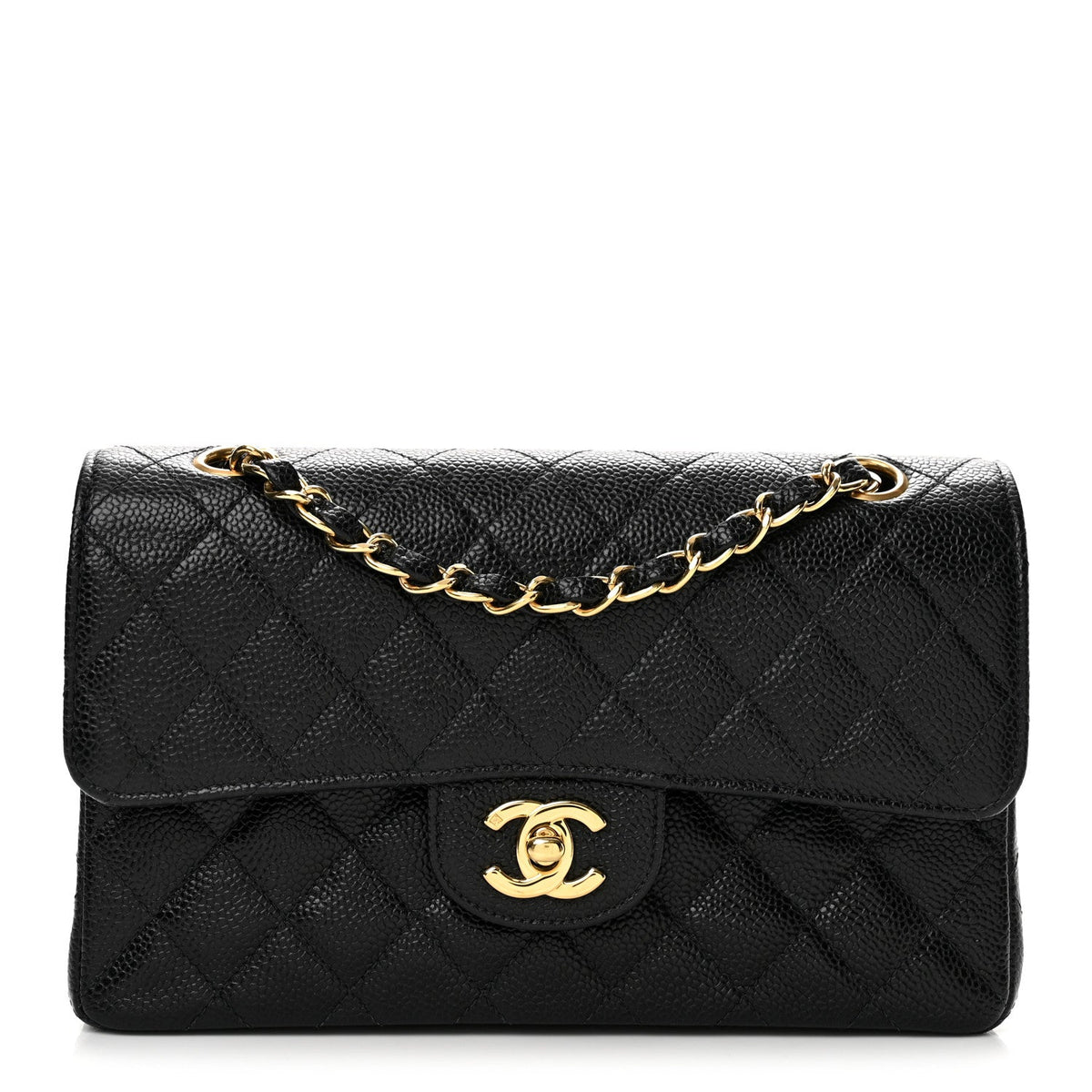 Caviar Quilted Small Double Flap Black