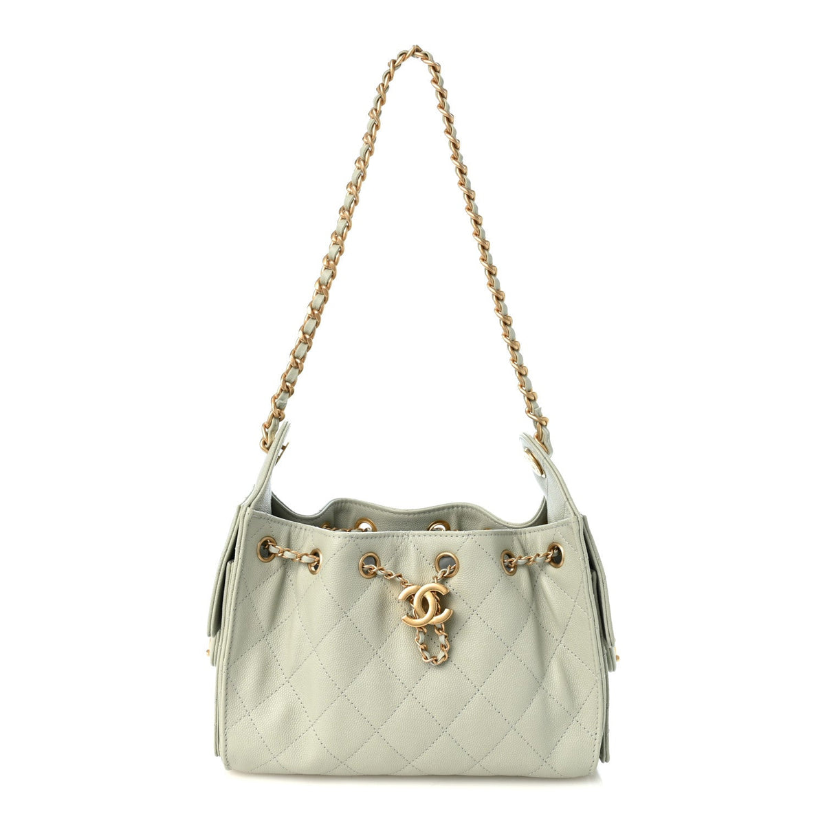 Caviar Quilted Mini Chanel 25 Handbag Light Green
