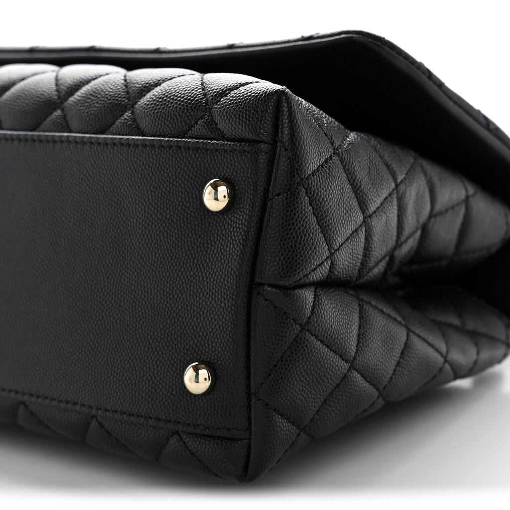 Caviar Quilted Small Coco Handle Flap Black