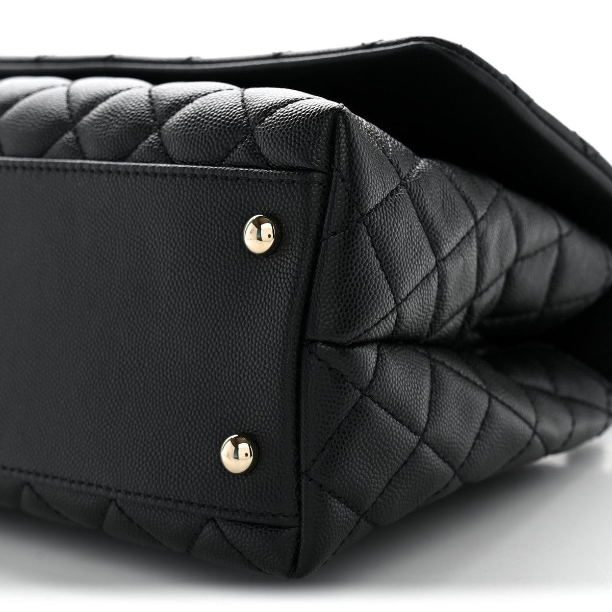 Caviar Quilted Small Coco Handle Flap Black