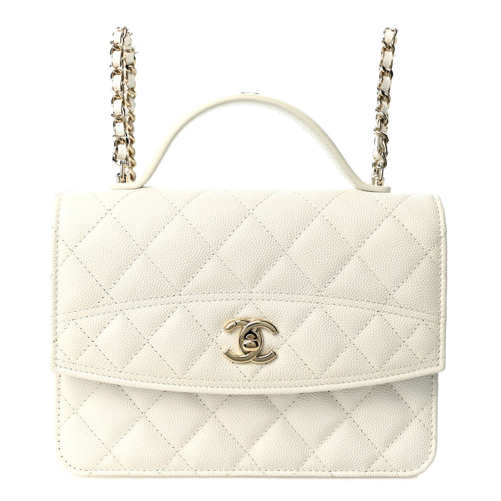Caviar Quilted Top Handle Mini Chanel 25 Backpack White