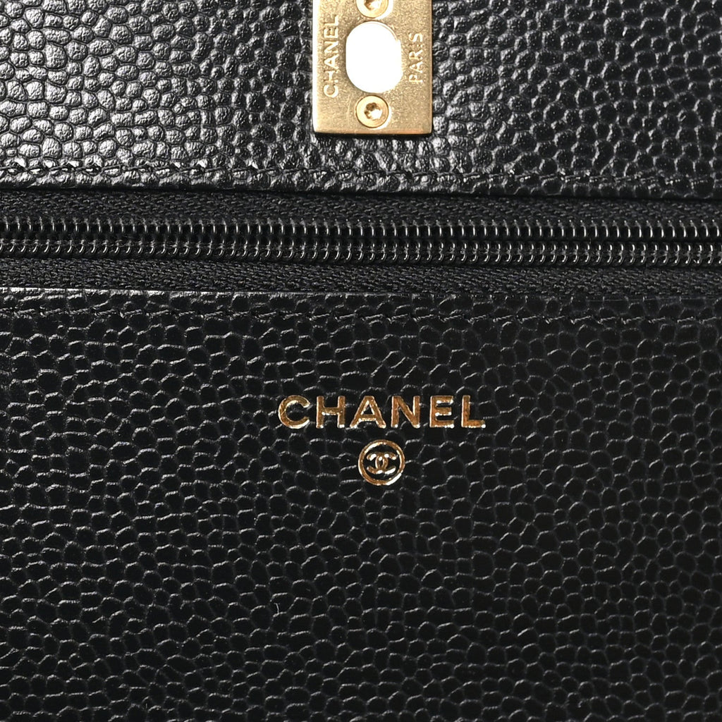 Caviar Quilted CC Turnlock Wallet On Chain WOC Black