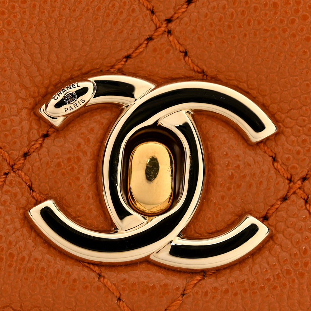Caviar Quilted Mini Coco Handle Flap Light Brown