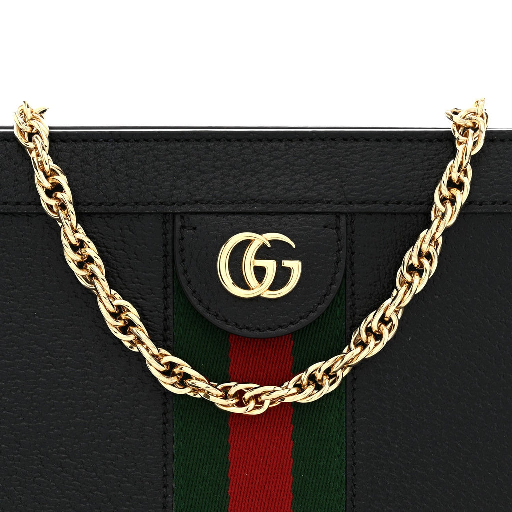 Calfskin GG Web Small Ophidia Chain Shoulder Bag Black