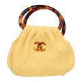 Lambskin Plexiglass Tortoise Shell Quilted Mini Pouch Yellow