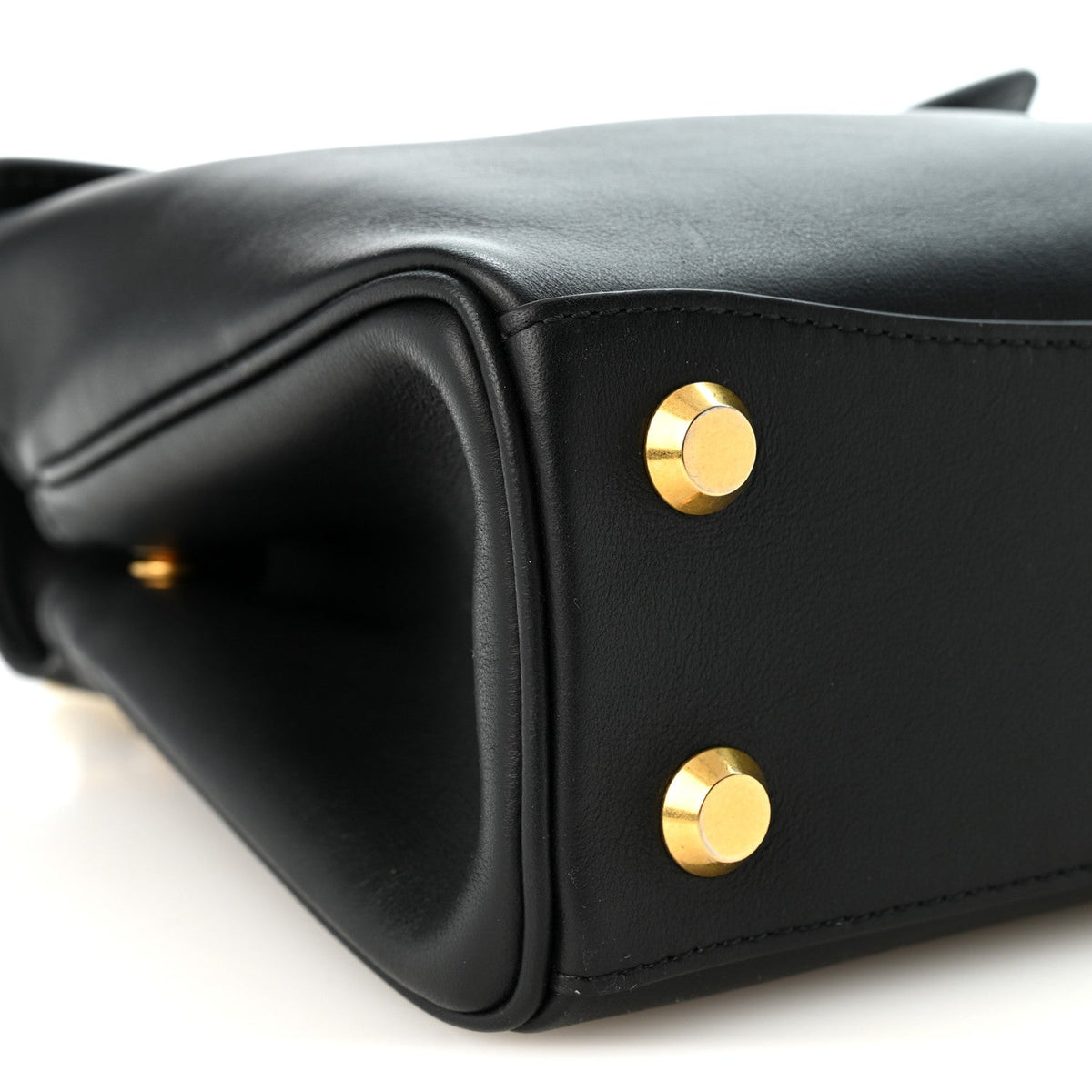 Natural Smooth Calfskin Mini Rodeo Top Handle Handbag Black