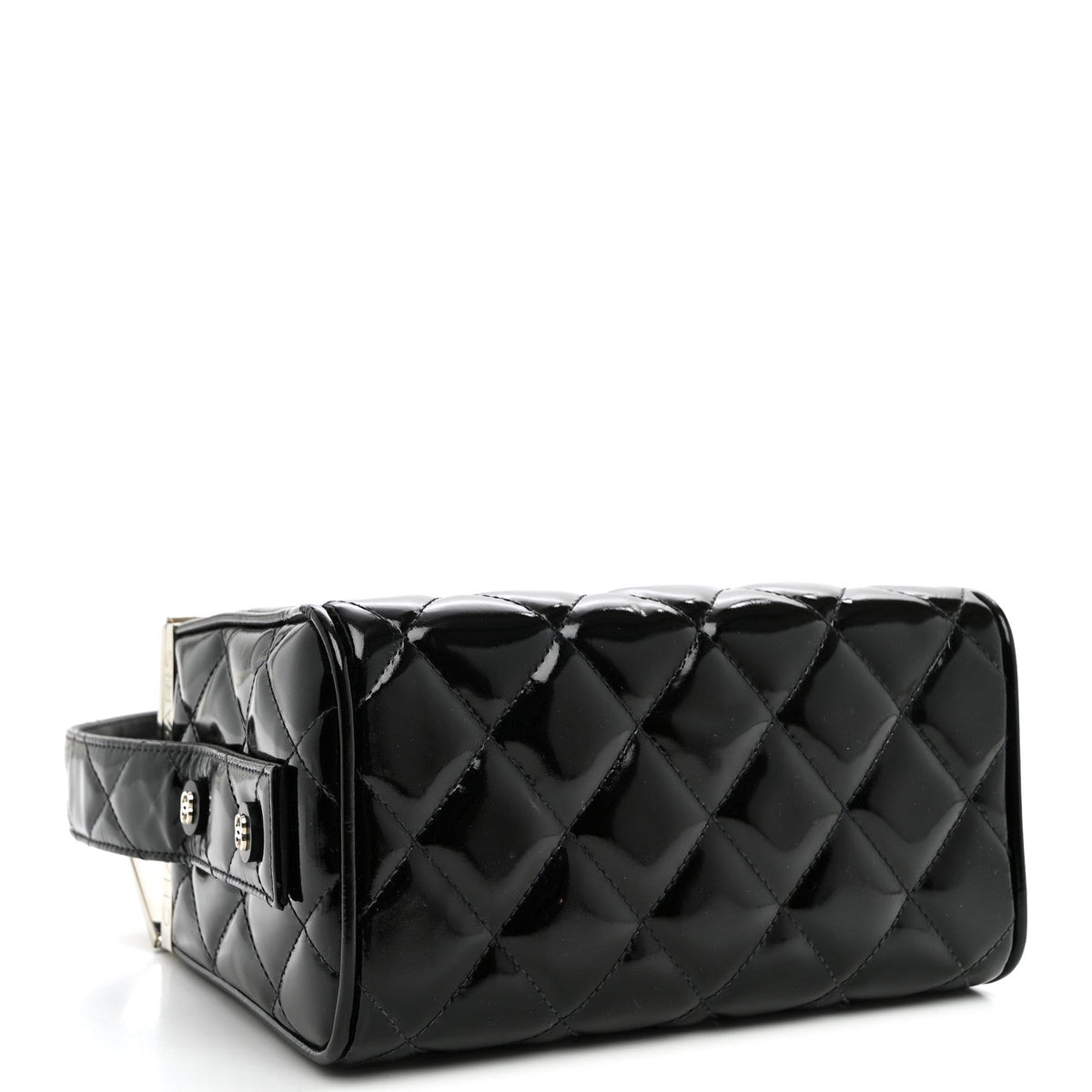 Patent Quilted Vanity Clutch Black