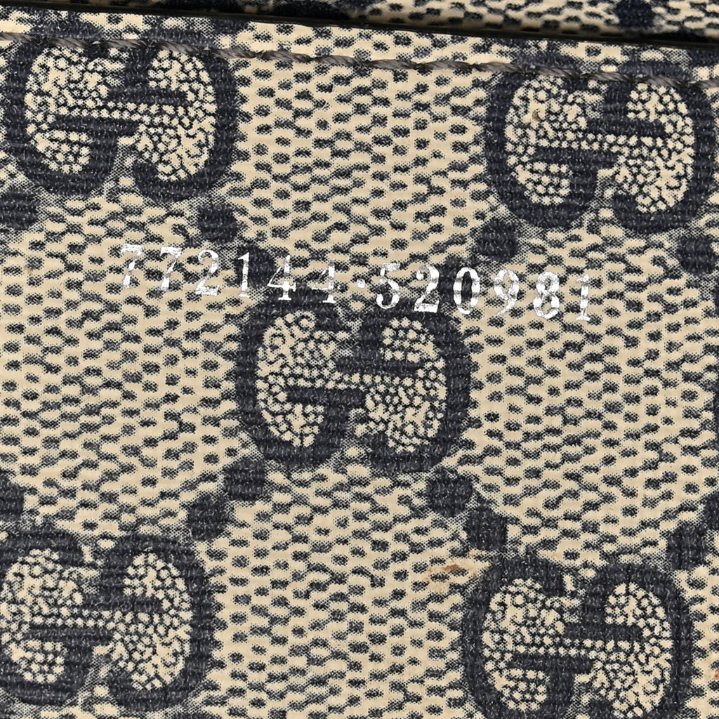 Canvas Calfskin Logo Print Medium Tote Bag Navy
