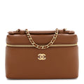 Grained Calfskin Small Supple Trapeze Vanity With Chain Camel