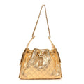 Metallic Caviar Quilted Small Chanel 25 Handbag Gold