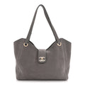Nubuck Caviar Quilted Large Shopping Bag Grey