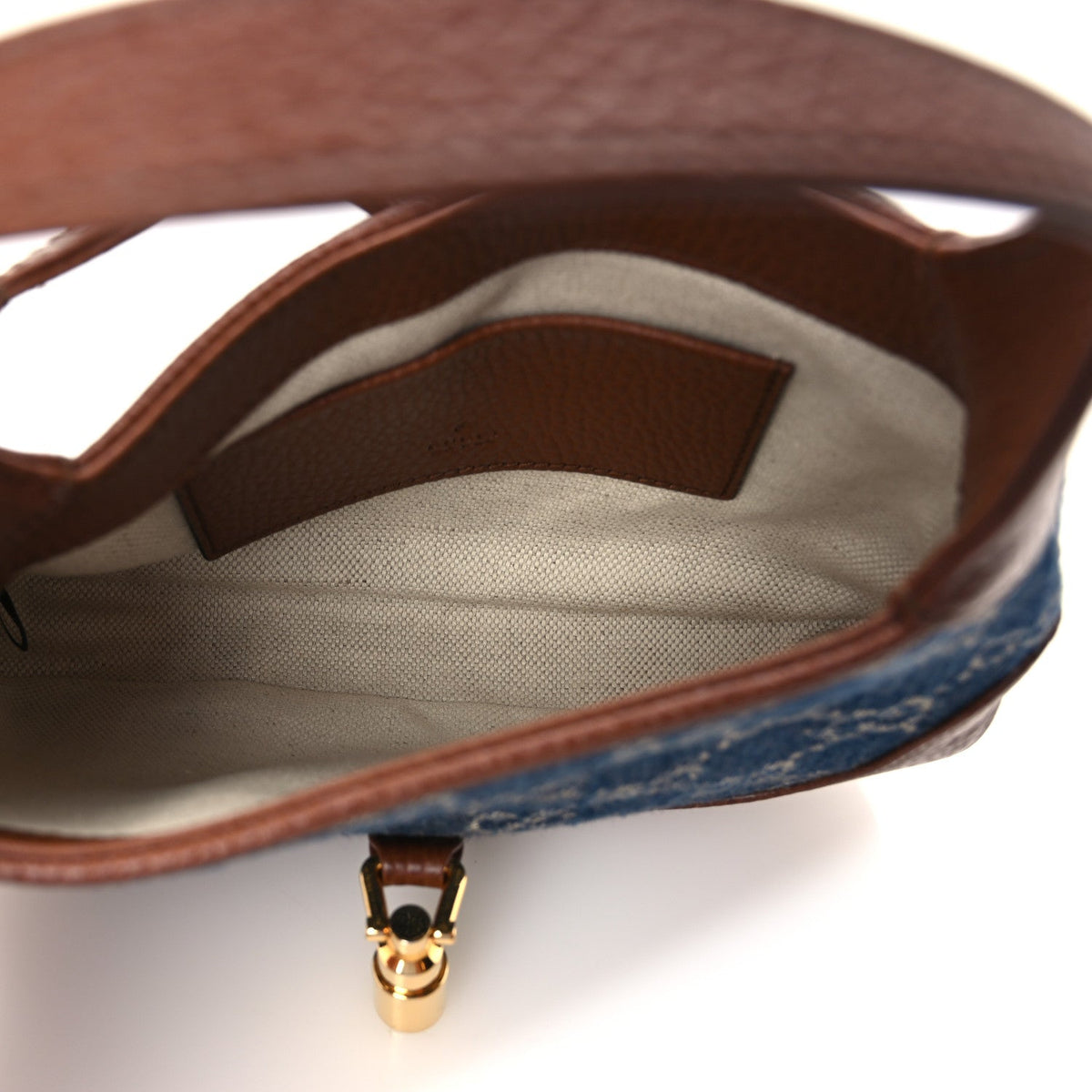 New Denim GG Monogram Calfskin Mini Jackie 1961 Hobo Blue Tea Cuir