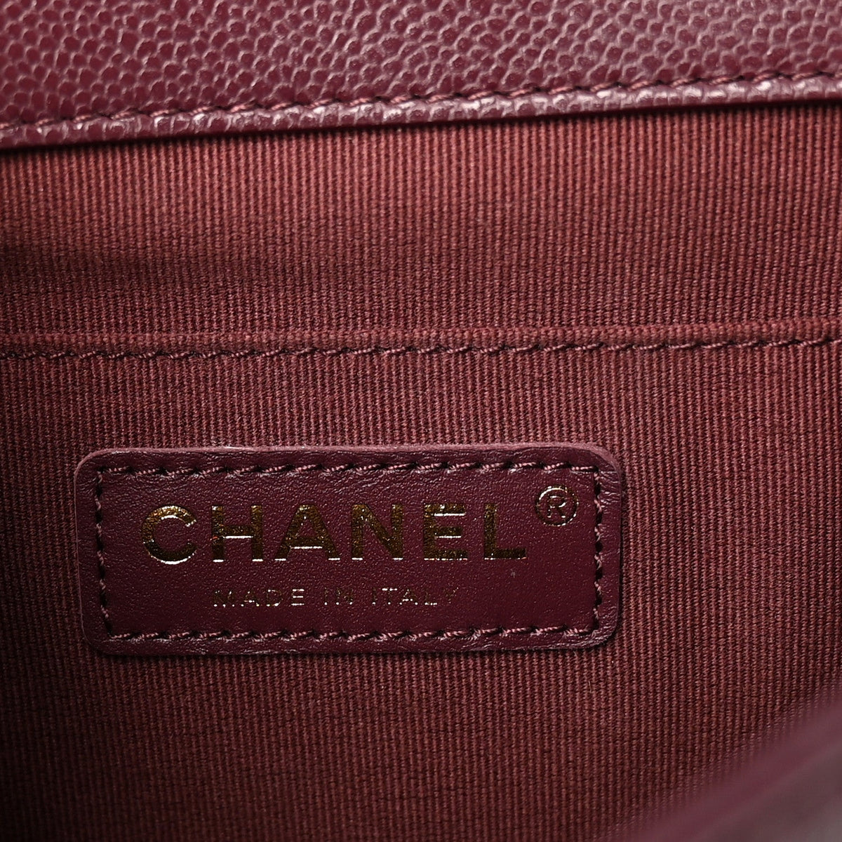 Shiny Caviar Quilted Medium Duma Pockets Drawstring Backpack Dark Burgundy